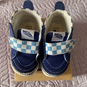 Navy blue checkerboard vans